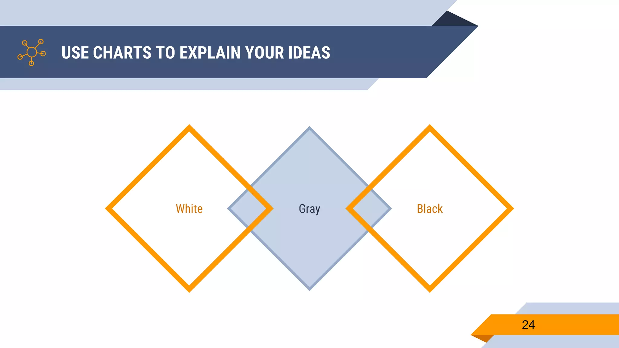 USE CHARTS TO EXPLAIN YOUR IDEAS 24 GrayWhite Black 