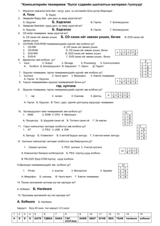 Quiz komputeriin tuhuurumj7 test tulhuur | PDF