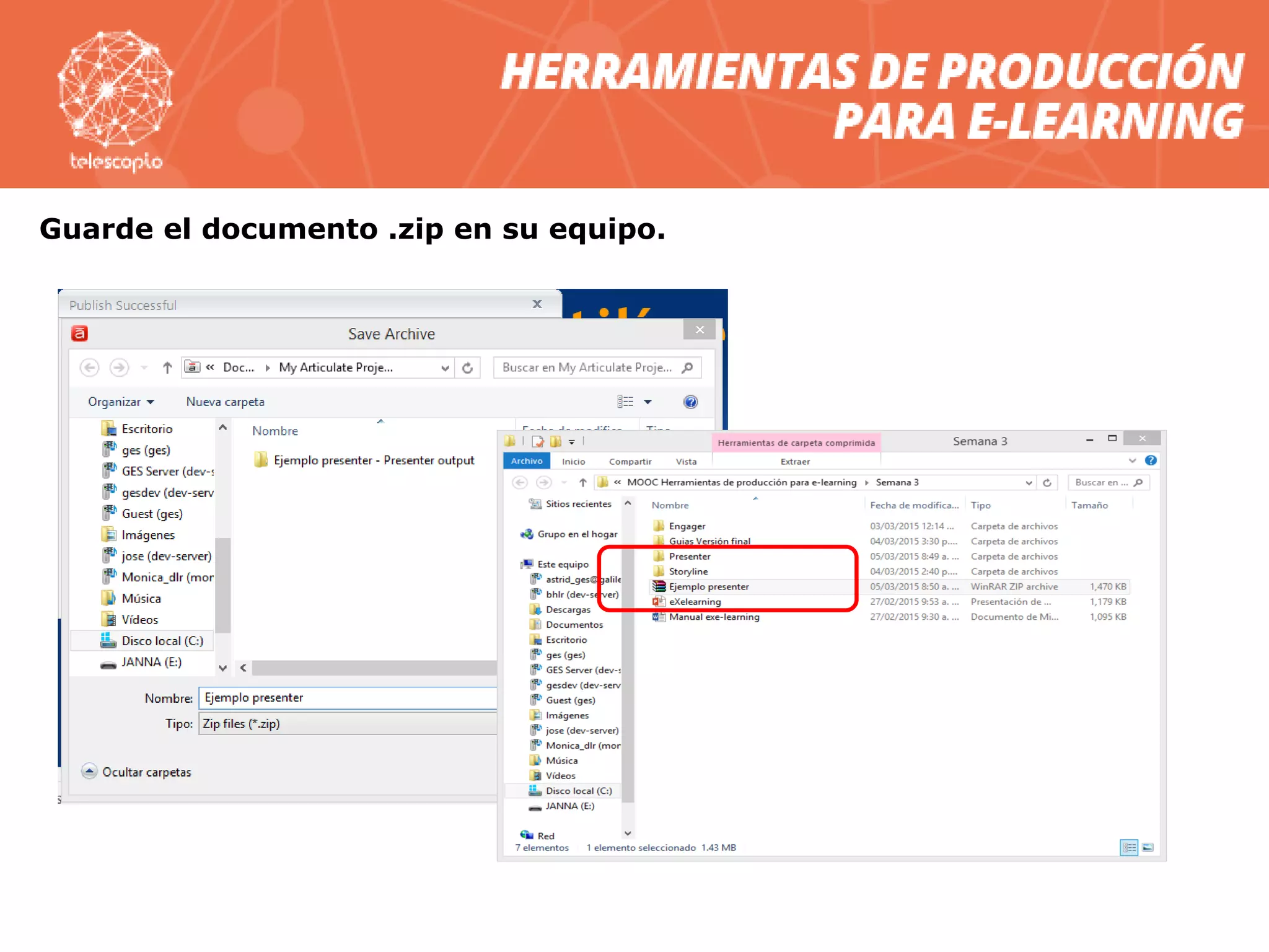 Guarde el documento .zip en su equipo.
 