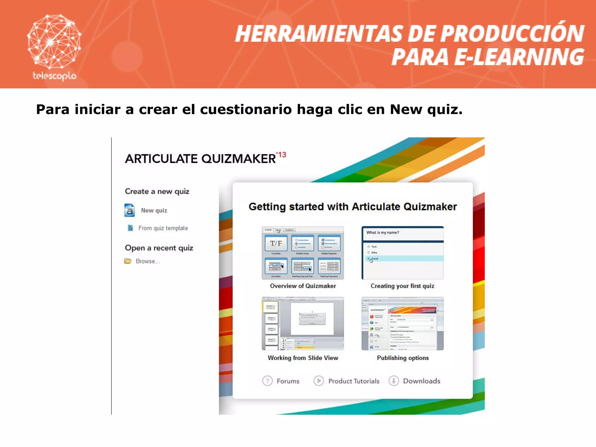 Para iniciar a crear el cuestionario haga clic en New quiz.
 