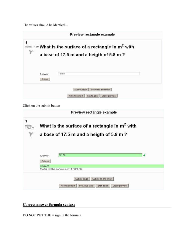 Quiz manual (simple calculated question) | PDF
