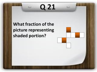 Q 21
What fraction of the
picture representing
shaded portion?
 