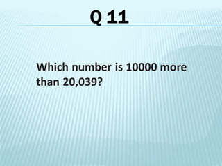 Which number is 10000 more
than 20,039?
Q 11
 