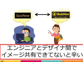 イメージ共有できてないと辛い 
31 
エンジニアデザイナエンジニアとデザイナ間で 
Copyright (C) DeNA Co.,Ltd. All Rights Reserved. 
QuizNow 
 