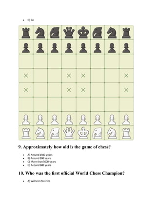 Quiz of begginers 120 questions Chess | DOCX