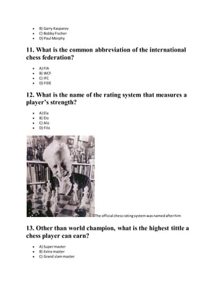 Quiz of begginers 120 questions Chess | DOCX