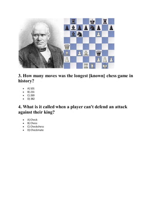 Chess Quiz: 20 Questions & Answers 