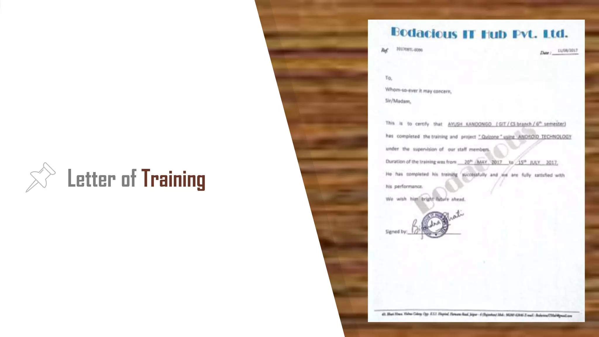 Letter of Training
 