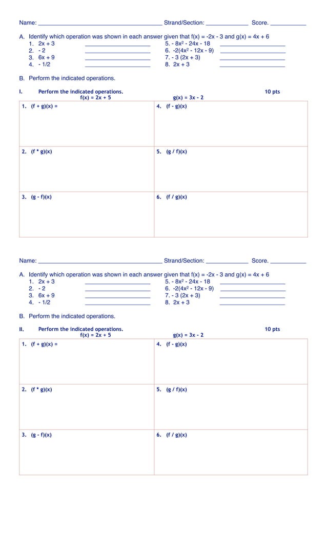 Quiz operations with functions | PDF