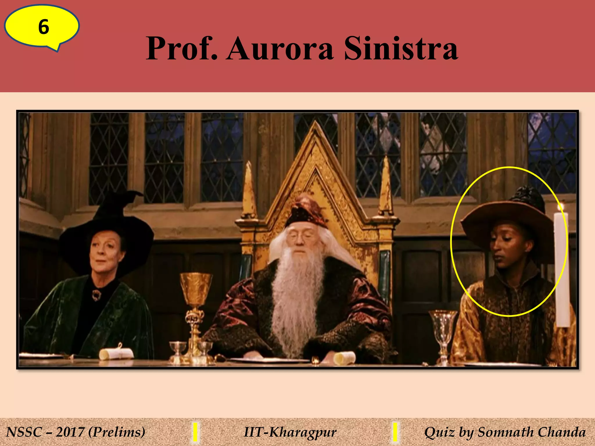 Prof. Aurora Sinistra
6
NSSC – 2017 (Prelims) IIT-Kharagpur Quiz by Somnath Chanda
 