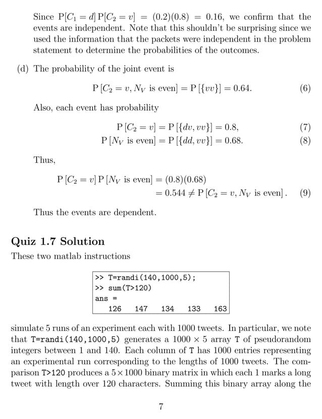 Probability and stochastic processes 3rd edition Quiz Solutions | PDF
