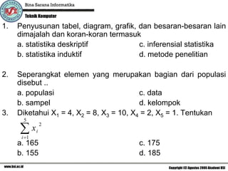 1.   Penyusunan tabel, diagram, grafik, dan besaran-besaran lain
     dimajalah dan koran-koran termasuk
     a. statistik...