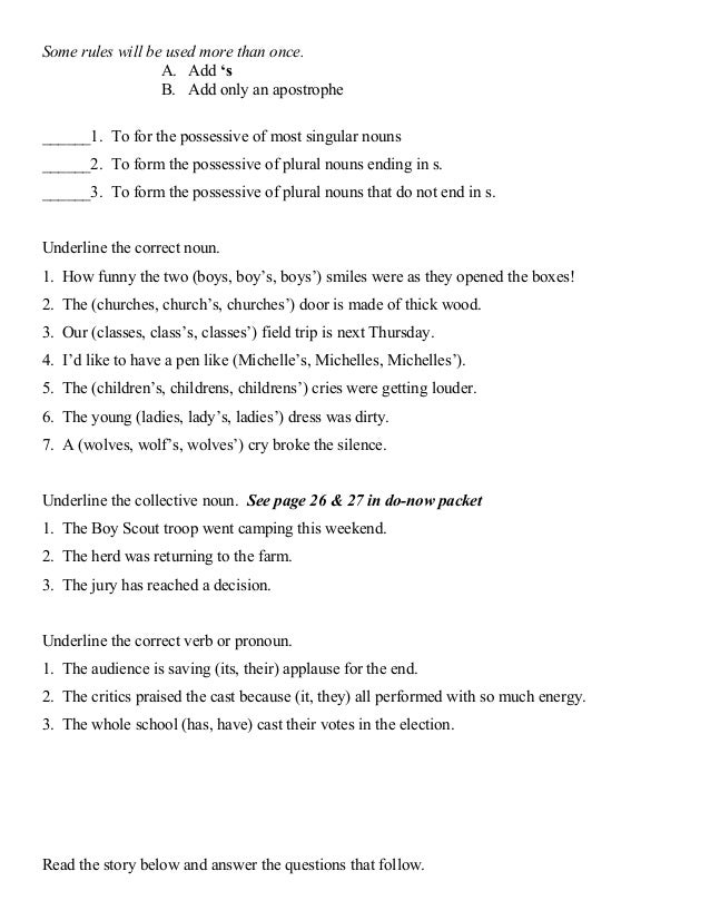 quiz week 1 2 practice form the possessive of most singular nouns by adding