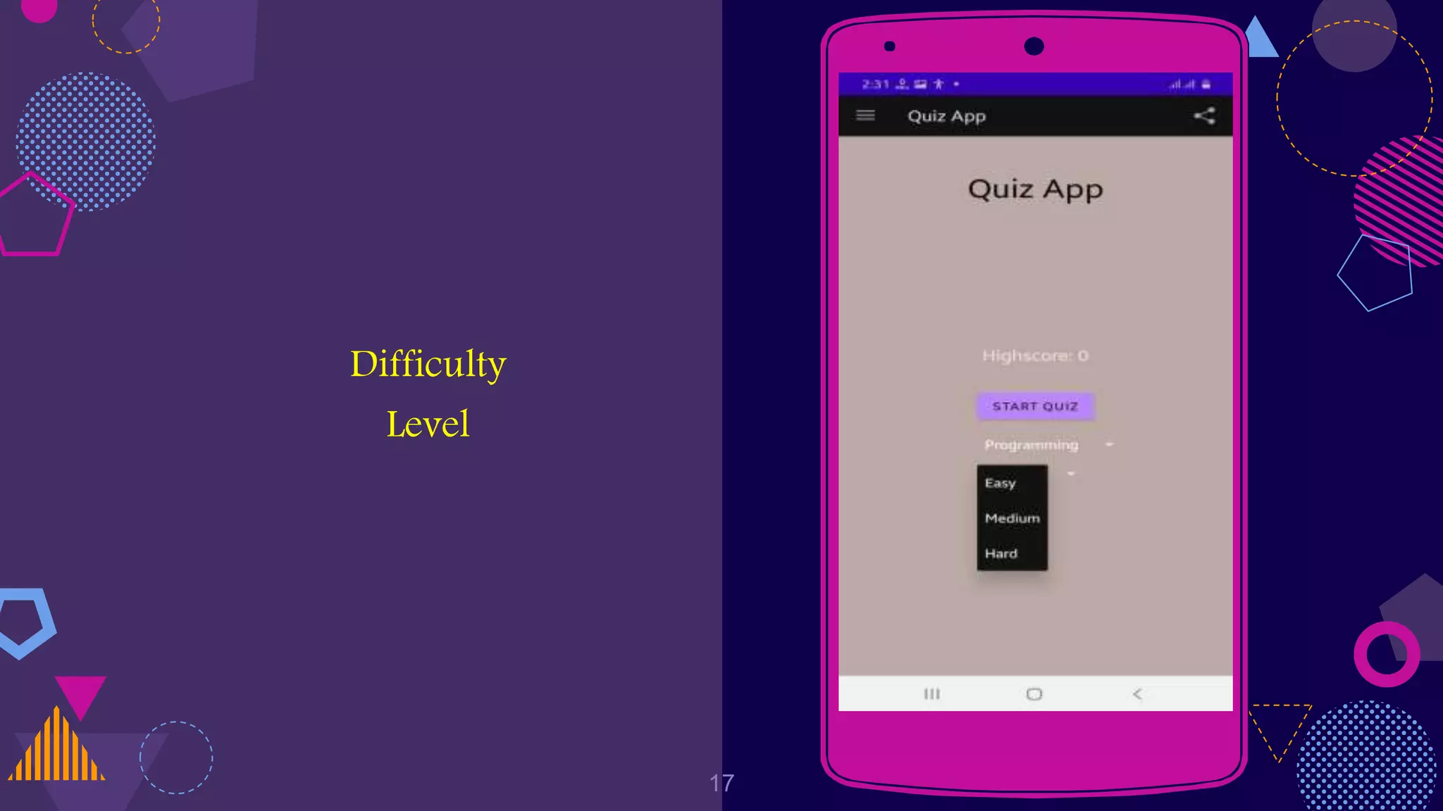 Difficulty
Level
Place your screenshot here
17
 