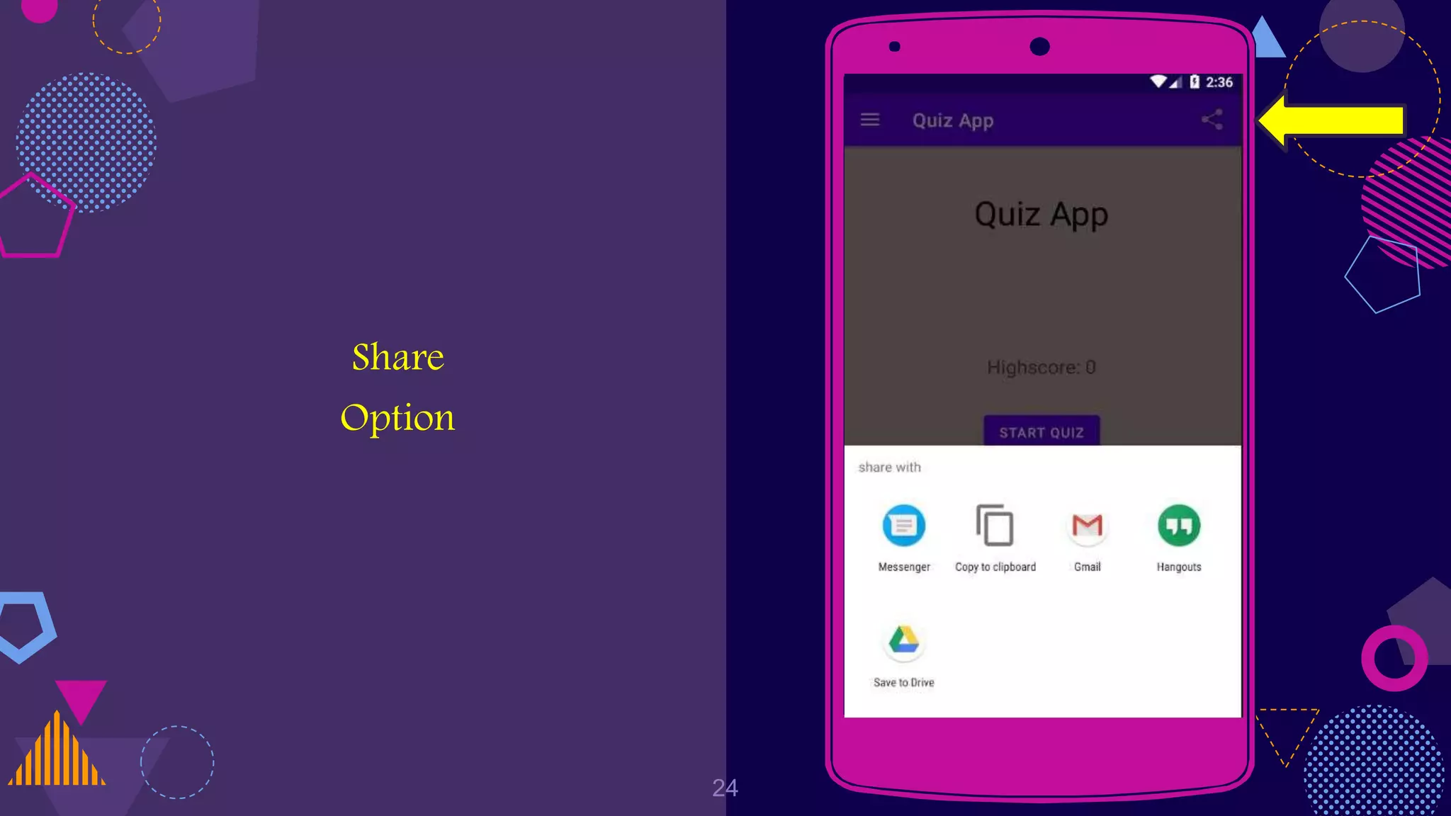 Share
Option
Place your screenshot here
24
 