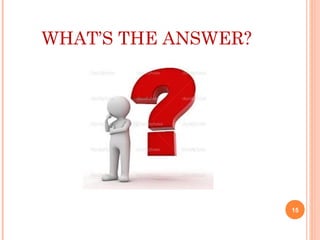 WHAT’S THE ANSWER?
15
 