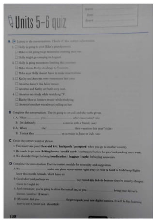 Quizzes units 1 6