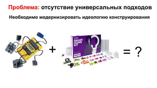 Проблема: отсутствие универсальных подходов
+ = ?
Необходимо модернизировать идеологию конструирования
 