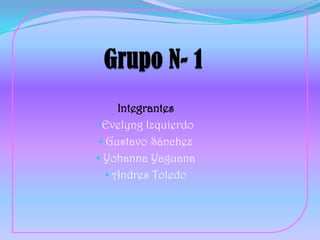 Integrantes
•Evelyng Izquierdo
 • Gustavo Sánchez
• Yohanna Yaguana
   • Andres Toledo
 