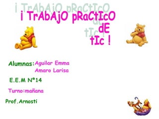 ¡ TrAbAjO pRaCtIcO dE tIc ! Alumnas: Aguilar Emma Amaro Larisa E.E.M Nª14 Turno:mañana Prof.Arnosti