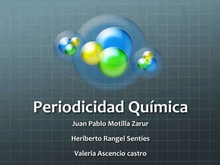 Periodicidad Química Juan Pablo Motilla Zarur Heriberto Rangel Sentíes Valeria Ascencio castro 