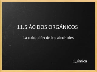 11.5 ÁCIDOS ORGÁNICOS
La oxidación de los alcoholes
Química
 