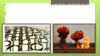 En contacto con el aire sufren una lenta oxidación en la que
se forman peróxidos muy inestables y poco volátiles.
 Estos constituyen un peligro cuando se destila un éter,
pues se concentran en el residuo y pueden dar lugar a
explosiones
 