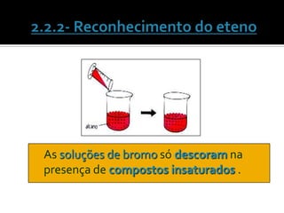As soluções de bromo só descoram na
presença de compostos insaturados .
 