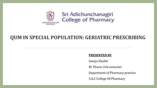 PRESENTED BY
Saniya Shaikh
M. Pharm 2nd semester
Department of Pharmacy practice
S.A.C College Of Pharmacy
 