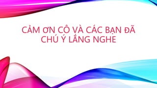 CẢM ƠN CÔ VÀ CÁC BẠN ĐÃ
CHÚ Ý LẮNG NGHE
 
