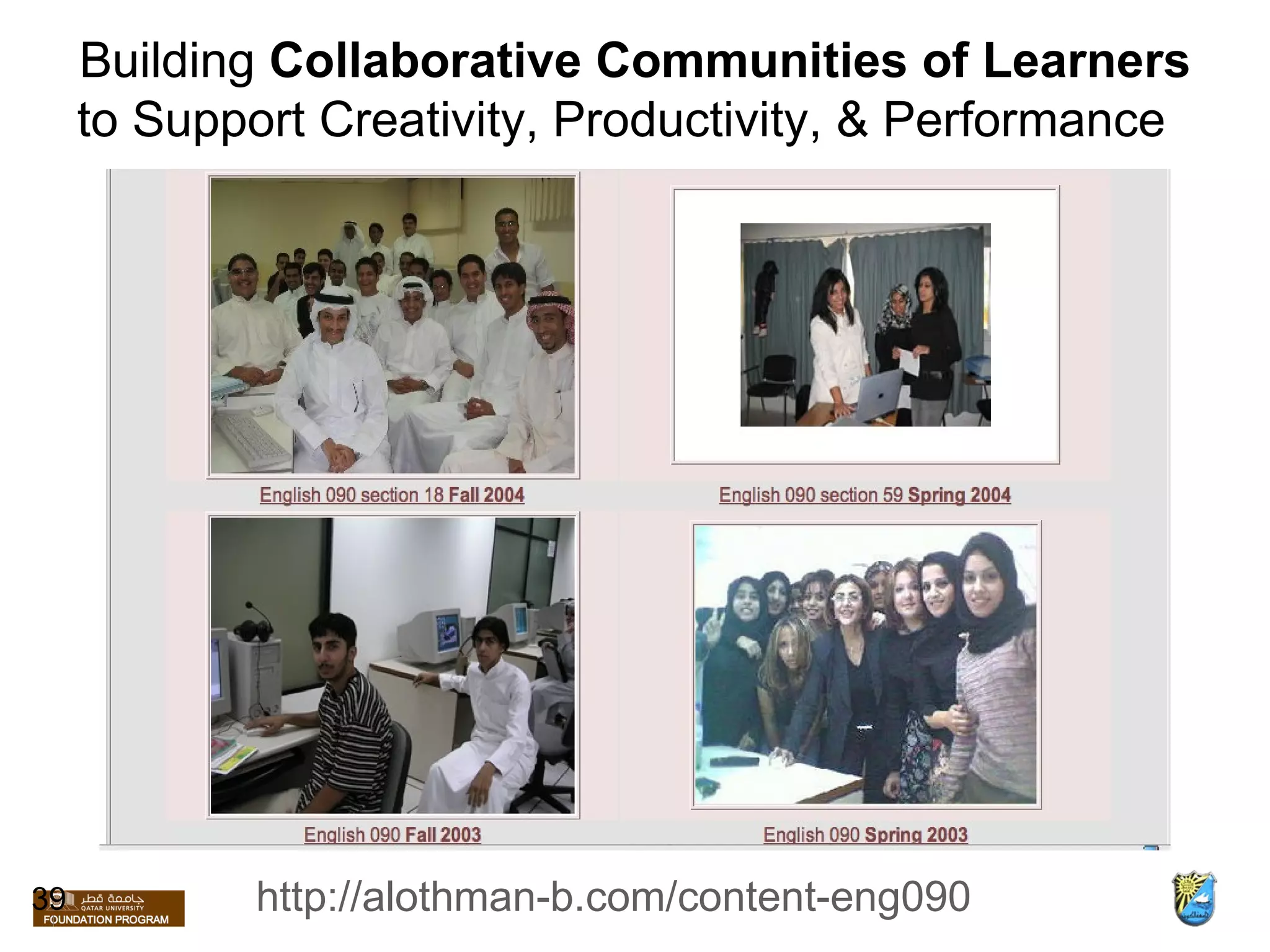 Building  Collaborative Communities of Learners  to Support Creativity, Productivity, & Performance  http://alothman-b.com/content-eng090 