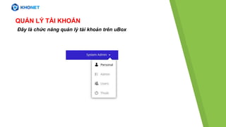 QUẢN LÝ TÀI KHOẢN
Đây là chức năng quản lý tài khoản trên uBox
 
