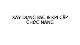 XÂY DỰNG BSC & KPI CẤP
CHỨC NĂNG
 