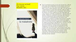 Où trouver ce livre?
Tour Jaune
ROMAN / SEU
 Tout commence par un avis de recherche, diffusé
à la suite de la disparition d'une enfant de 8 ans.
La photo est un choc pour une institutrice qui a
bien connu cette gamine. Pour elle, pas de doute
: cette Diana n'a pas été enlevée, elle est déjà
morte, et ses parents sont coupables. Remontant
le temps, le roman égrène les témoignages de
ceux l'ayant côtoyée, enseignants, grand-mère et
tante, médecins, assistants sociaux, gendarmes...
Témoins impuissants de la descente aux enfers
d'une enfant martyrisée par ses parents qui,
malgré les incitations à parler de plusieurs adultes,
refusera de les dénoncer. Ce roman est inspiré
par un fait divers récent largement médiatisé car,
en dépit de plusieurs signalements, l'enfant n'avait
jamais bénéficié de protection. Loin de tout
sensationnalisme, l'auteur rend sa dimension
tragique à ce drame de la maltraitance. Ce
choeur de voix, écrit dans une langue pure, sans
pathos ni commentaires, tient le lecteur entre ses
tenailles. Rares sont les romans ayant cette
nécessité. Alexandre Seurat s'impose par la
justesse de son écriture et de son regard. Un
premier roman décisif.
 