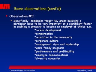 Some oobbsseerrvvaattiioonnss ((ccoonntt’’dd)) 
 Observation #5: 
 Specifically, companies target key areas believing a ...