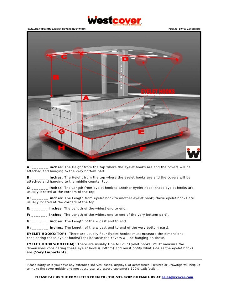 WEST COVER Dimension Form for RMU and Kiosk Security Covers