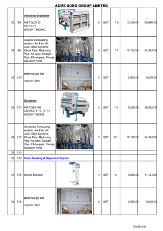 Rice Puller Rates Quotation of 500 tpd paroiled rice milling plant cbecl | PDF