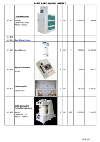 Rice Puller Rates Quotation of 500 tpd paroiled rice milling plant cbecl | PDF