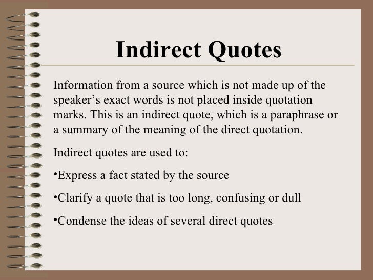 How to write an indirect quote