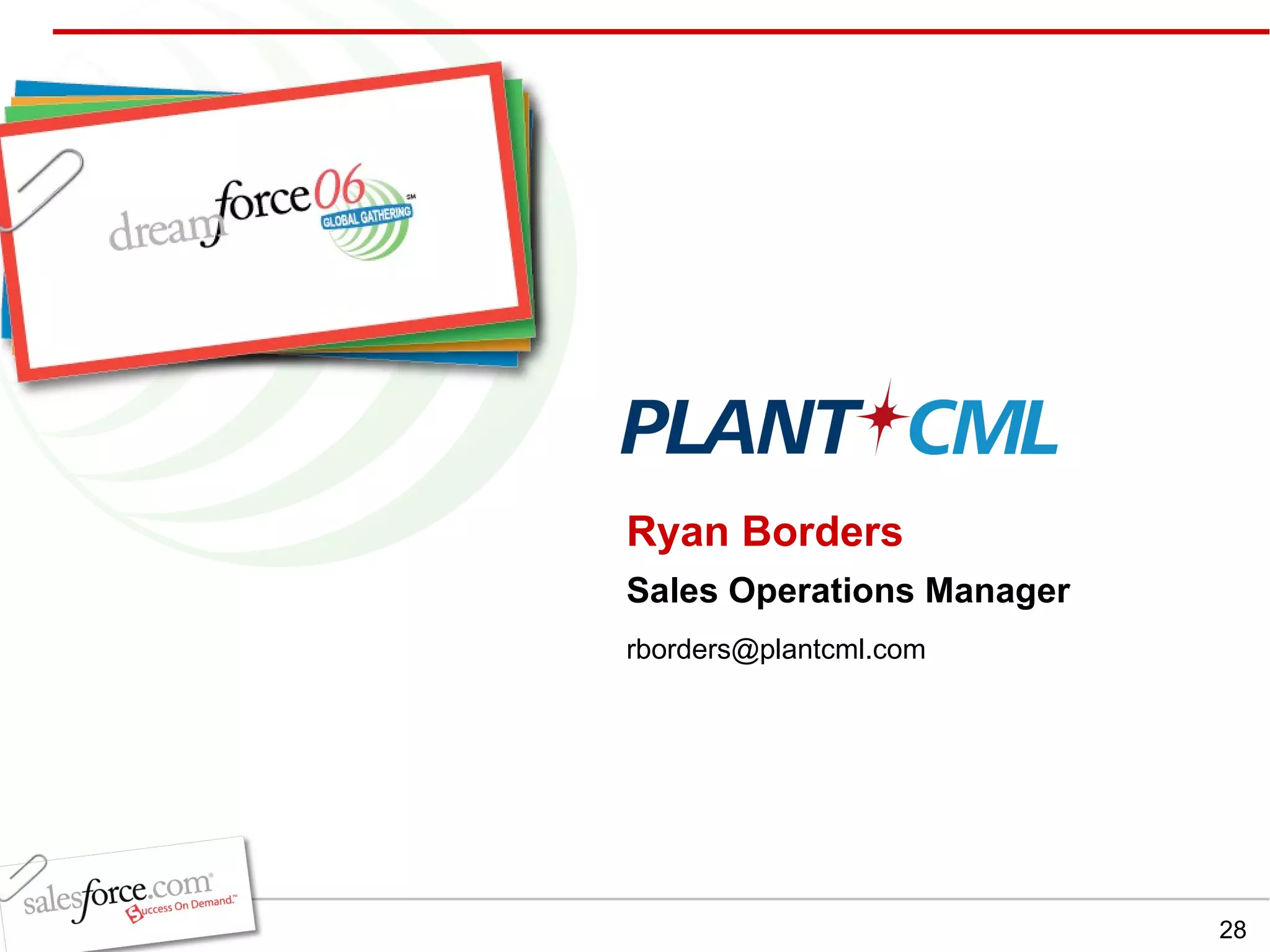 Ryan Borders Sales Operations Manager [email_address] 