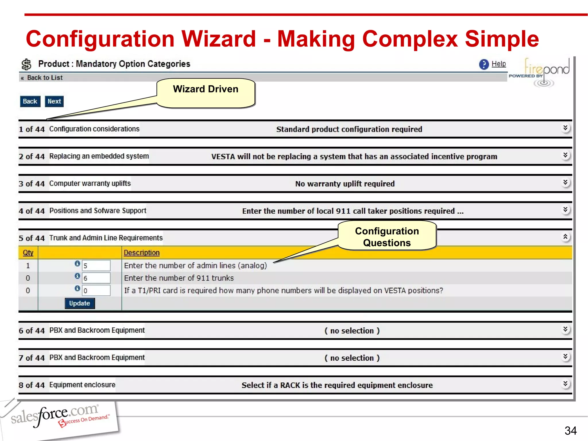 Configuration Wizard - Making Complex Simple Questions vs. component selection Wizard Driven Configuration Questions 