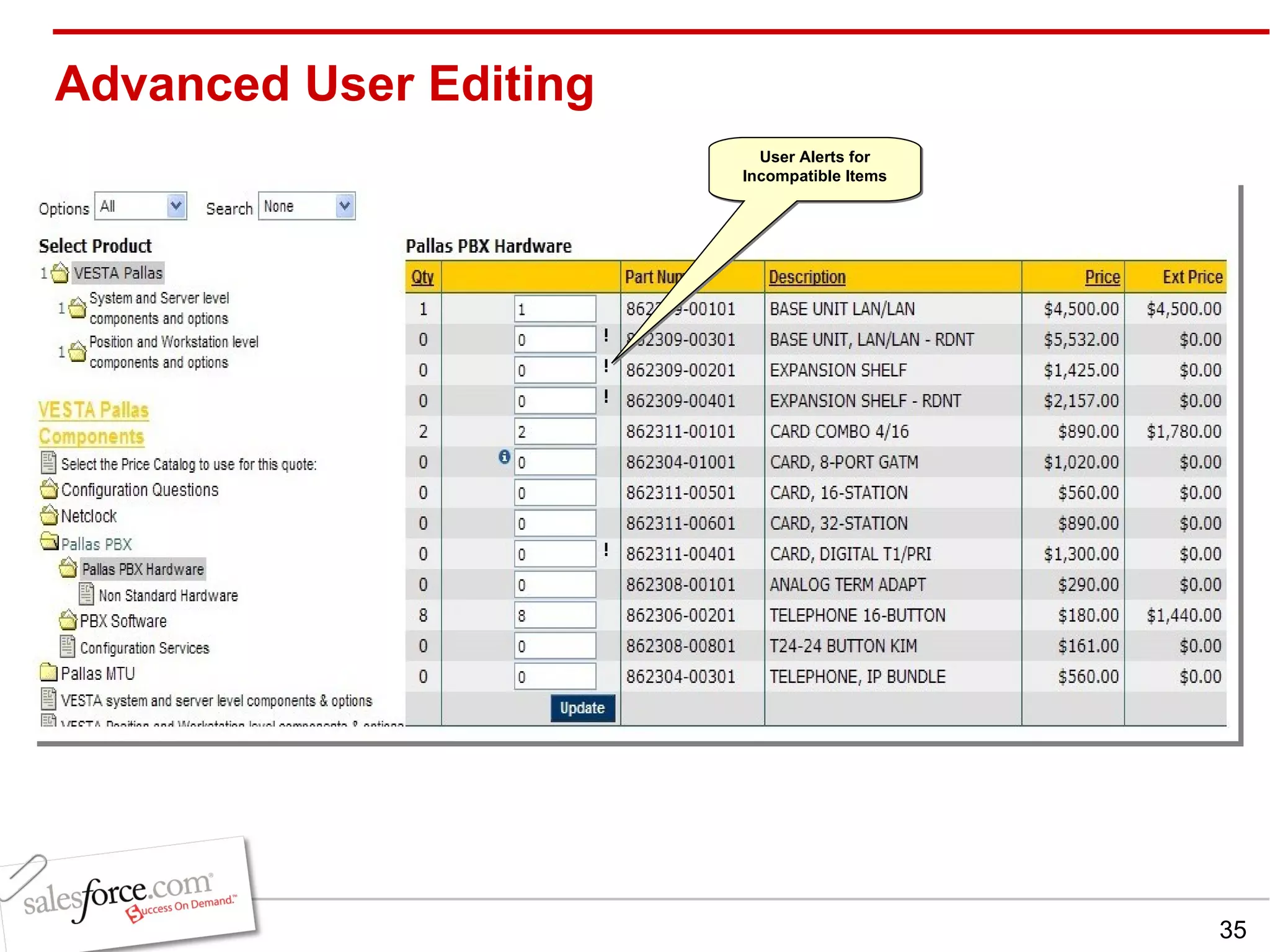 Advanced User Editing User Alerts for Incompatible Items 