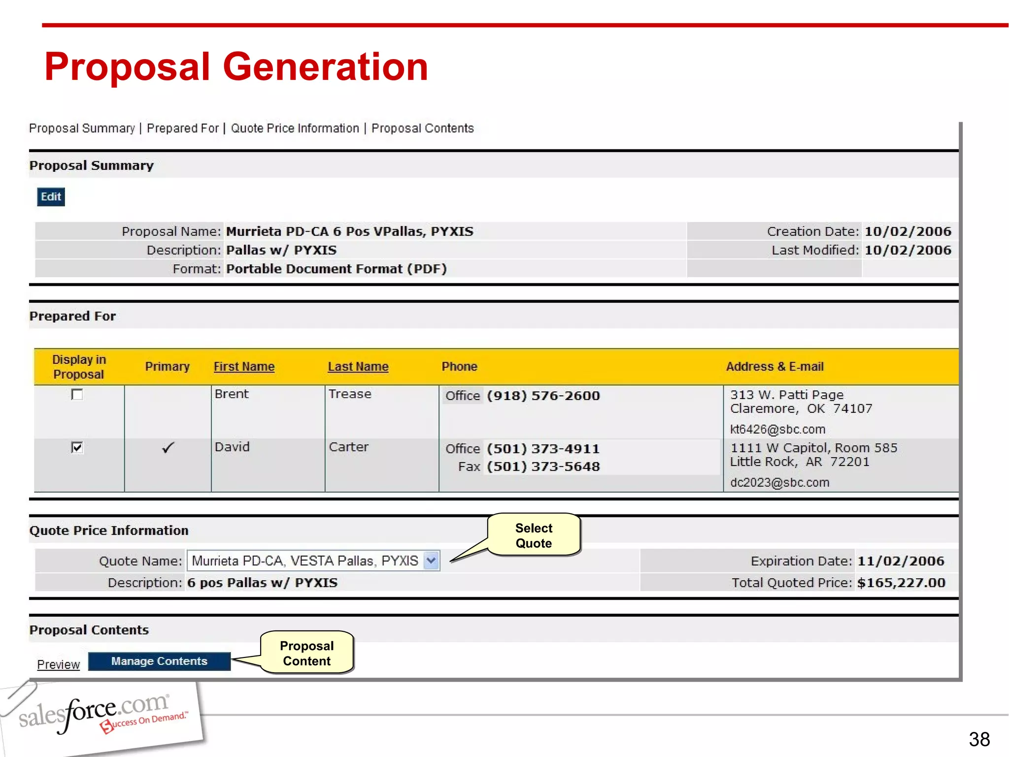 Proposal Generation Select Quote Proposal Content 