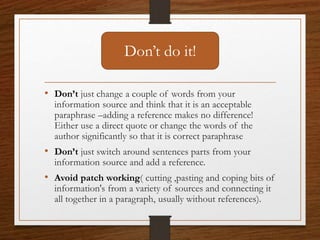 Quotation, paraphrasing and summarizing | PPT