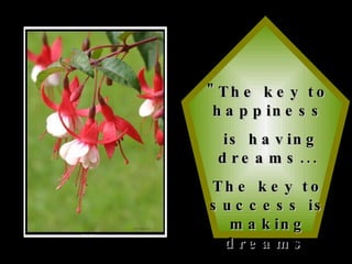 "The key to happiness is having dreams... The key to success is making dreams  come true."   