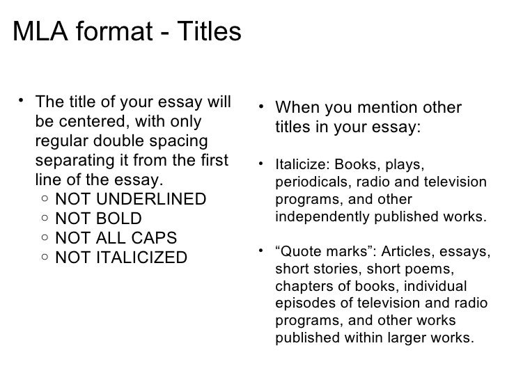 are essay titles italicized