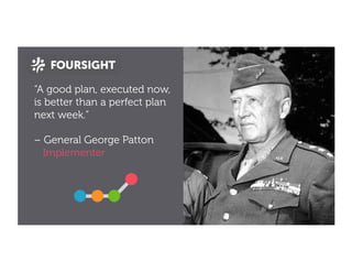 “A good plan, executed now,
is better than a perfect plan
next week.”
– General George Patton
Implementer (?)
 