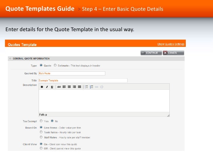 a guide to using quote templates in proworkflow