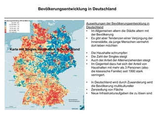 Auswirkungen auf die Städte in Ballungsräumen heute
steigender Bedarf an Infrastruktur, Versiegelung von Flächen
 