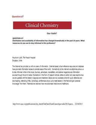 CLINICAL CHEMISTRY Quo vadis oct 2013